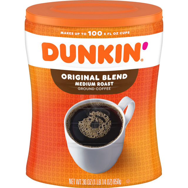 Savor the flavor of Dunkin Donuts Original Blend Ground Canister Coffee in each cup. The medium-roasted Arabica beans deliver high-quality taste, whether you are enjoying hot or iced coffee.  Original blend coffee is made of 100% Arabica beans to deliver high-quality taste in every cup.  Arabica beans from Central and South America are medium roasted to ensure optimal flavor.  Ideal for serving hot or iced.  Stay-fresh canister helps preserve freshness.