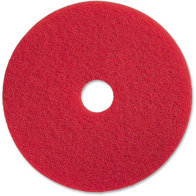 SP RICHARDS 90417 Genuine Joe Red Buffing Floor Pad - 17in Diameter - 5/Carton x 17in Diameter x 1in Thickness - Buffing, Scrubbing, Floor - 175 rpm to 350 rpm Speed Supported - Flexible, Resilient, Rotate, Dirt Remover - Fiber - Red