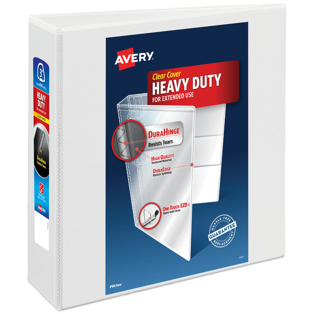 AVERY PRODUCTS CORPORATION Avery 79193  Heavy-Duty View 3 Ring Binder, 3in One Touch EZD Rings, White, 1 Binder