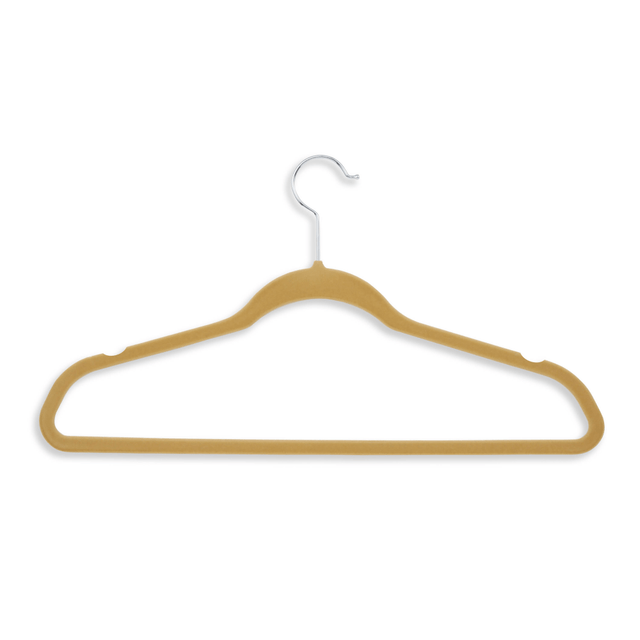 HONEY-CAN-DO INTERNATIONAL, LLC Honey Can Do HNG-01796 Honey-Can-Do Velvet-Touch Suit Hangers, 9 1/2inH x 1/4inW x 17 3/4inD, Tan, Pack Of 50