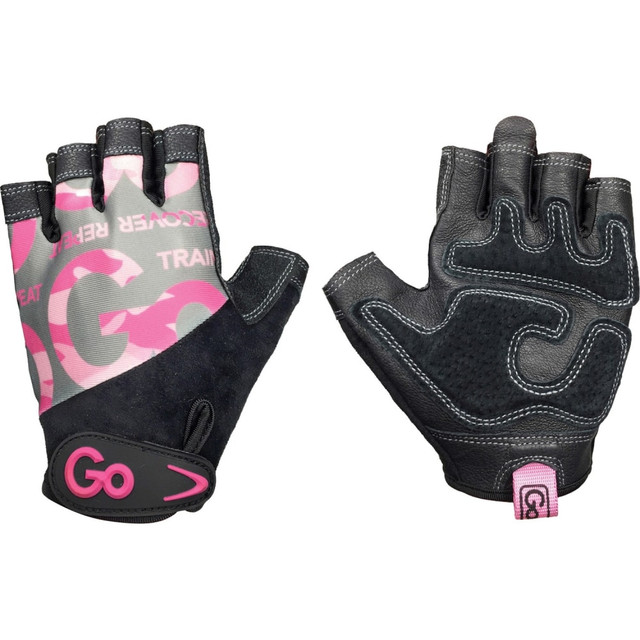 GOFIT L.L.C. GoFit GF-WLG-M/PC  Elite Trainer Exercise Glove - Medium Size - Jersey Back, Velcro Closure, Rubber Grip, Leather Palm, Leather Finger - Pink, Camo, Black