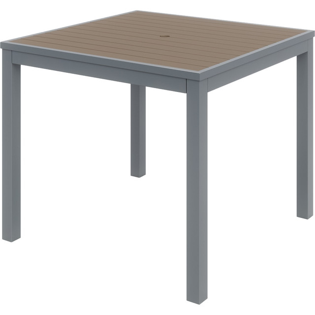 KENTUCKIANA FOAM INC KFI Studios 840031918178  Eveleen Square Outdoor Patio Table, 29inH x 35inW x 35inD, Silver/Mocha