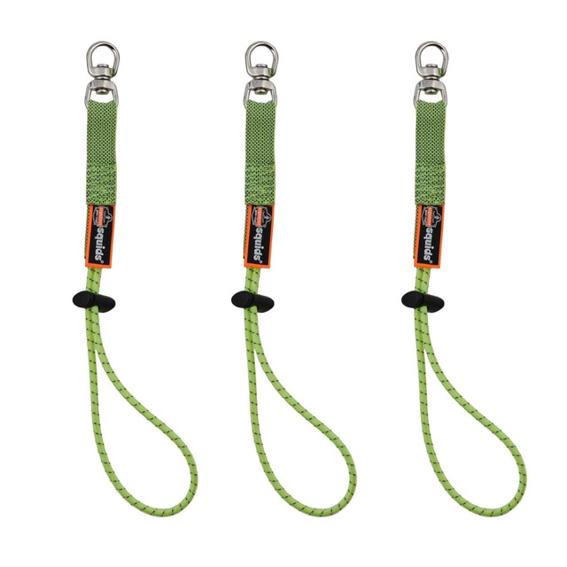 ERGODYNE CORPORATION Ergodyne 19765  Squids 3713 Standard Elastic Loop Tool Tails, 10 Lb, Lime, 3 Tails Per Pack, Case Of 6 Packs