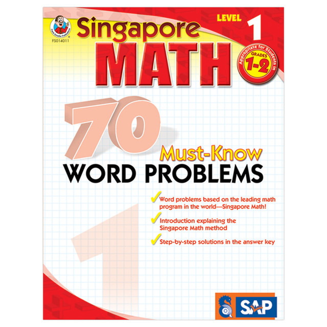 CARSON-DELLOSA PUBLISHING LLC Carson-Dellosa 0768240115  Singapore Math 70 Must-Know Word Problems, Level 1, Grades 1-2
