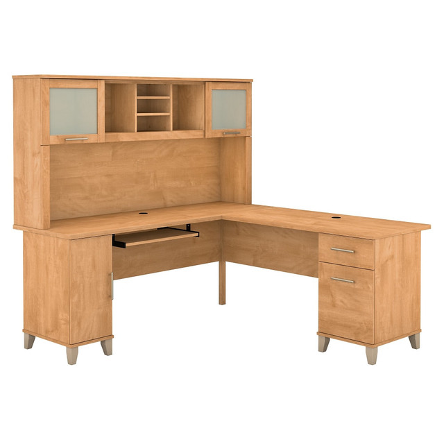 BUSH INDUSTRIES INC. SET001MC Bush Furniture Somerset L Shaped Desk With Hutch, 72inW, Maple Cross, Standard Delivery BUSH INDUSTRIES INC. SET001MC Bush Furniture Somerset L Shaped Desk With Hutch, 72inW, Maple Cross, Standard Delivery