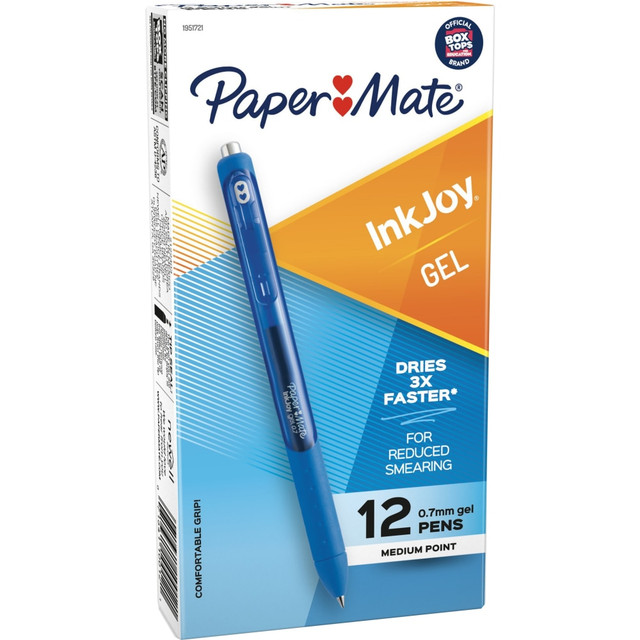 NEWELL BRANDS INC. 1951721 Paper Mate InkJoy Gel Pens, Medium Point, 0.7 mm, Blue Barrel, Blue Ink, Pack Of 12