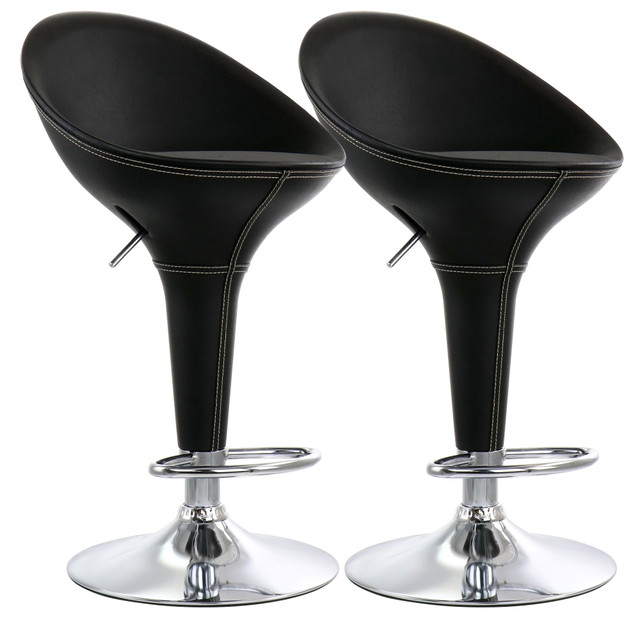 MEGAGOODS, INC. 995116742M Elama Adjustable Plastic Bar Stools, Black/Chrome, Set Of 2 Stools