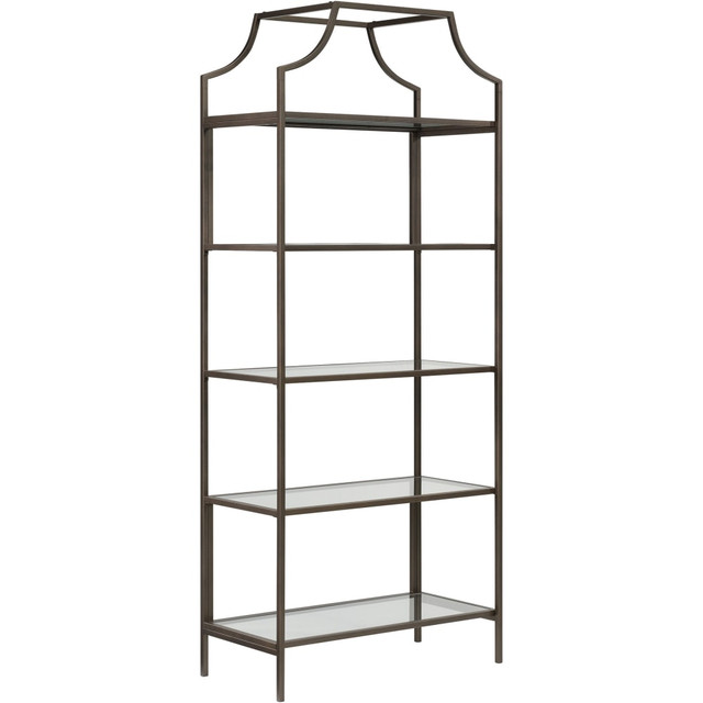 SAUDER WOODWORKING CO. 426168 Sauder International Lux 71inH 5-Shelf Bookcase, Bronze/Glass