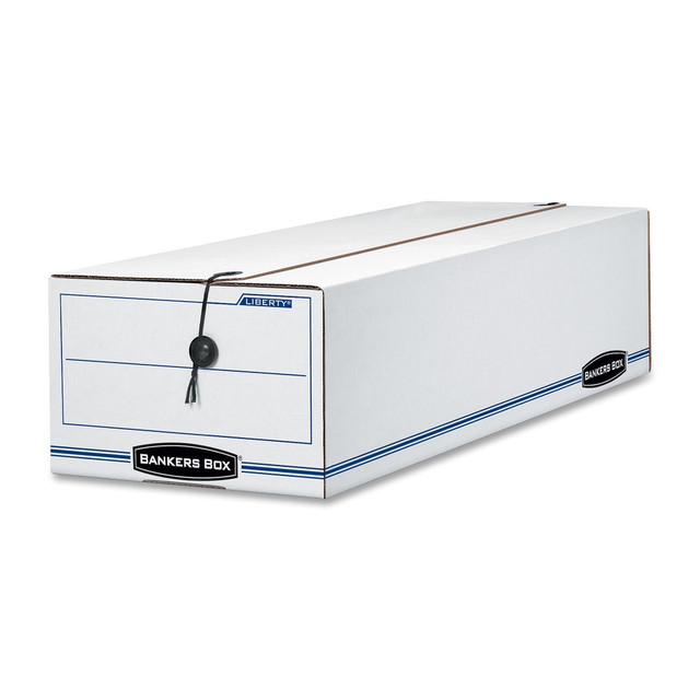 FELLOWES INC. 22 Bankers Box Liberty Corrugated Storage Boxes, 6 1/4in x 9 3/4in x 23 3/4in, White/Blue, Case Of 12 FELLOWES INC. 22 Bankers Box Liberty Corrugated Storage Boxes, 6 1/4in x 9 3/4in x 23 3/4in, White/Blue, Case Of 12