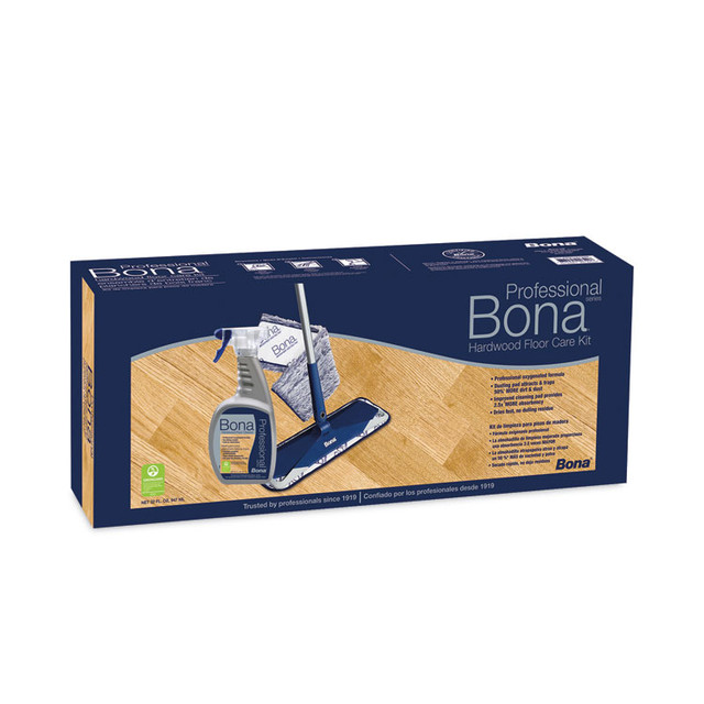 BONA US WM710013398 Hardwood Floor Care Kit, 15" Wide Microfiber Head, 52" Blue Steel Handle