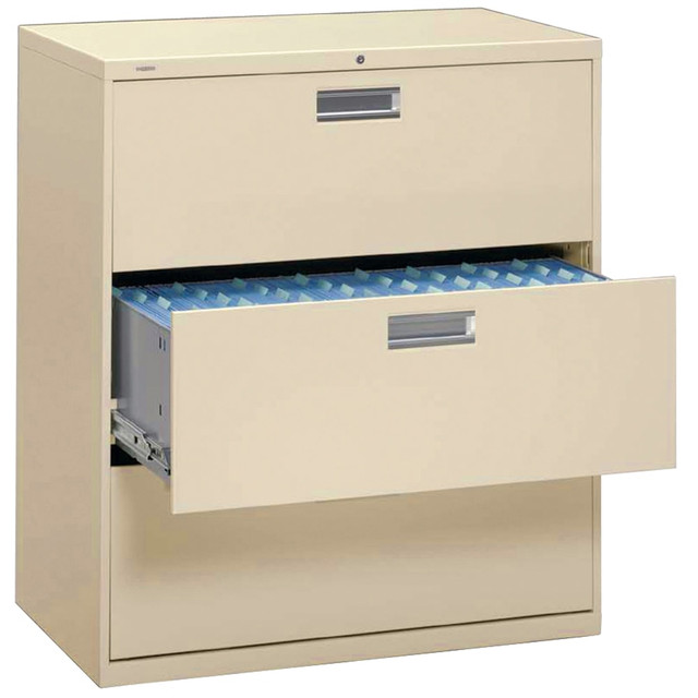 HNI CORPORATION HON 693LL  Brigade 600 42inW x 19-1/4inD Lateral 3-Drawer File Cabinet, Putty