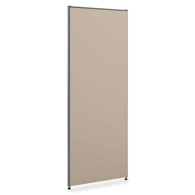 Maintaining a quiet work environment helps your employees concentrate on the task at hand, so they can stay productive. This basyx by HON Verse panel system panel is made of a noise-dampening material that absorbs sound, lowers the background noise and lets your workers focus more efficiently.  1in steel frame features soft, padded fabric with 1/4in foam underneath.  Frame interior is reinforced with 1/8in medium-density fiberboard.  Install the Verse panel system in gray with Quick Connect connectors (sold separately).  Simply snap connectors at panel top and bottom and slide panels together.  Arrange panels in multiple configurations. Arrange your panel system in a straight, multiple-height, 90 deg., 3-way or 4-way configuration.  Adjustable glides are standard with all panels.  Backed by The HON Full Lifetime Warranty.  A simple, effective and effortless way to divide space.  Cost-effective solution for organizations that want efficient space management at a competitive price.  Simple visual design blends with any office decor.  Tackable acoustical upholstered surfaces feature a sound-absorbing material.  Performs well for administrators, technical workers and call-center workers.  Sizes to create almost any size of open-plan workstation or private office.  Structural panel frame is all metal for strength and durability.  Snap-on connectors permit incredibly fast installation and reconfiguration.  Provides privacy for people while working in a standing position.  Panels have integral trim  no additional parts or pieces.