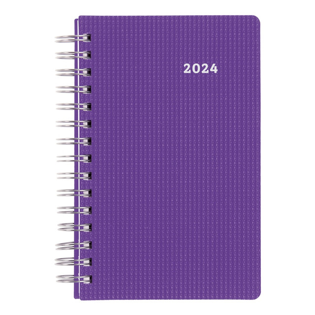 REDIFORM, INC. Brownline CB634V.PUR-24  DuraFlex 12 Months Daily/Monthly Appointment Planner, 8in x 5in, 50% Recycled, Purple, January to December, 2024, CB634V.PUR