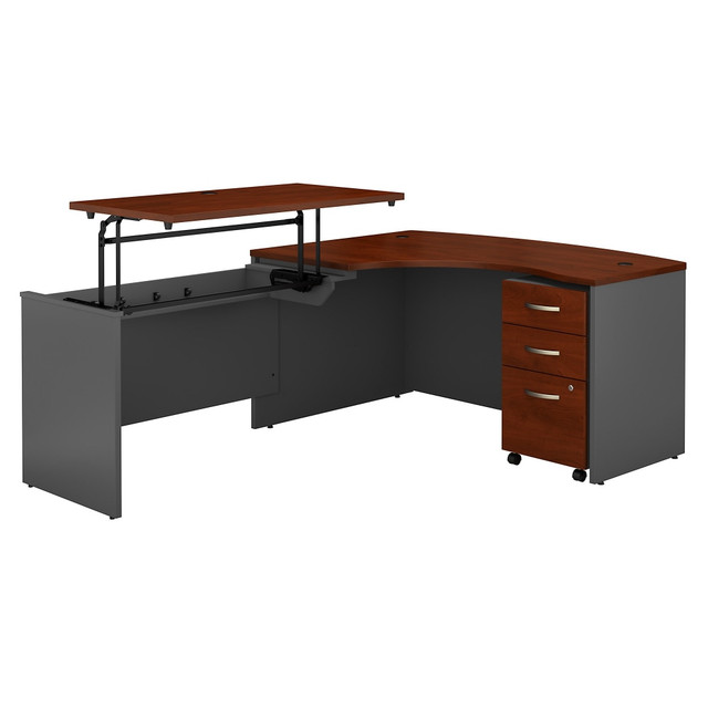 BUSH INDUSTRIES INC. SRC127HCSU Bush Business Furniture Components 60inW Left Hand 3 Position Sit to Stand L Shaped Desk with Mobile File Cabinet, Hansen Cherry/Graphite Gray, Standard Delivery BUSH INDUSTRIES INC. SRC127HCSU Bush Business Furniture Components 60inW Left Hand 3 Position Sit to Stand L Shaped Desk with Mobile File Cabinet, Hansen Cherry/Graphite Gray, Standard Delivery