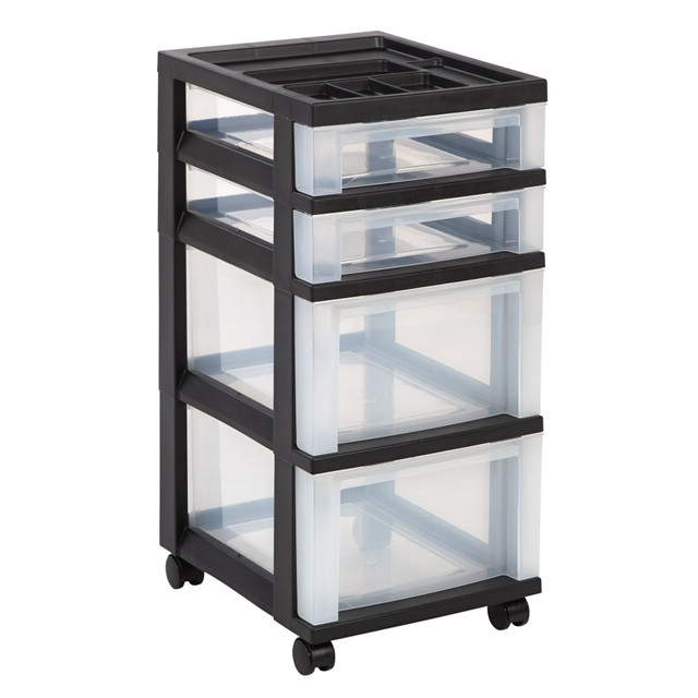 OFFICE DEPOT 116813 Brand Plastic 4-Drawer Storage Cart, 26 7/16in x 12 1/16in x 14 1/4in, Black OFFICE DEPOT 116813 Brand Plastic 4-Drawer Storage Cart, 26 7/16in x 12 1/16in x 14 1/4in, Black