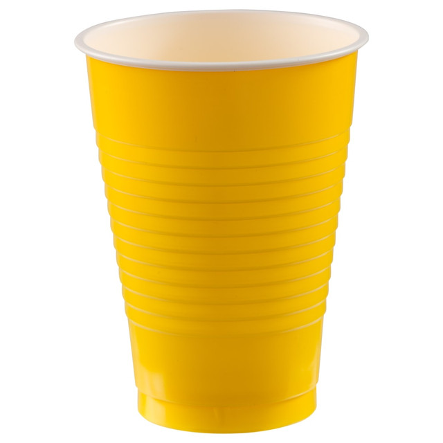 AMSCAN 436811.09  436811 Plastic Cups, 12 Oz, Yellow Sunshine, 50 Cups Per Pack, Case Of 3 Packs