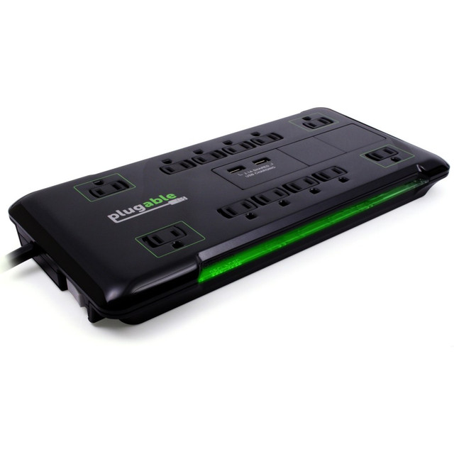 PLUGABLE TECHNOLOGIES PS12-USB2B Plugable Surge Protector Power Strip with USB and 12 AC Outlets - Built-in 10.5W 2-Port USB Charger for Android, Apple iOS, and Windows Mobile Devices, 6 Foot Extension Cord PLUGABLE TECHNOLOGIES PS12-USB2B Plugable Surge Protector Power Strip with USB and 12 AC Outlets - Built-in 10.5W 2-Port USB Charger for Android, Apple iOS, and Windows Mobile Devices, 6 Foot Extension Cord