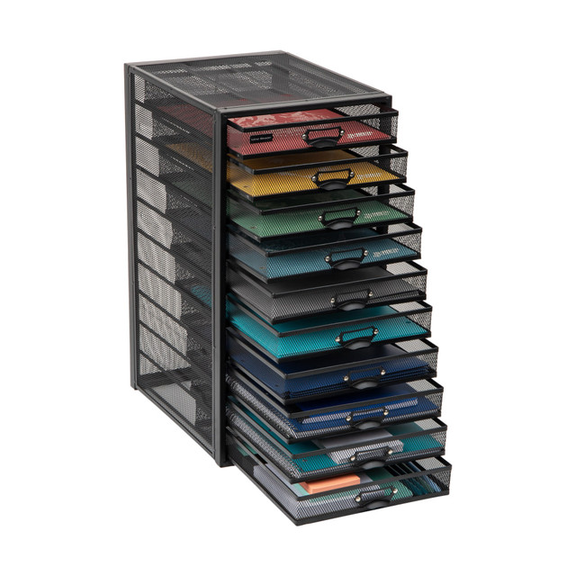 EMS MIND READER LLC 10CABMESH-BLK Mind Reader File Storage Drawers Multi-Purpose Desk Organizer, 21-1/4inH x 14inW x 10-3/4inD, Black