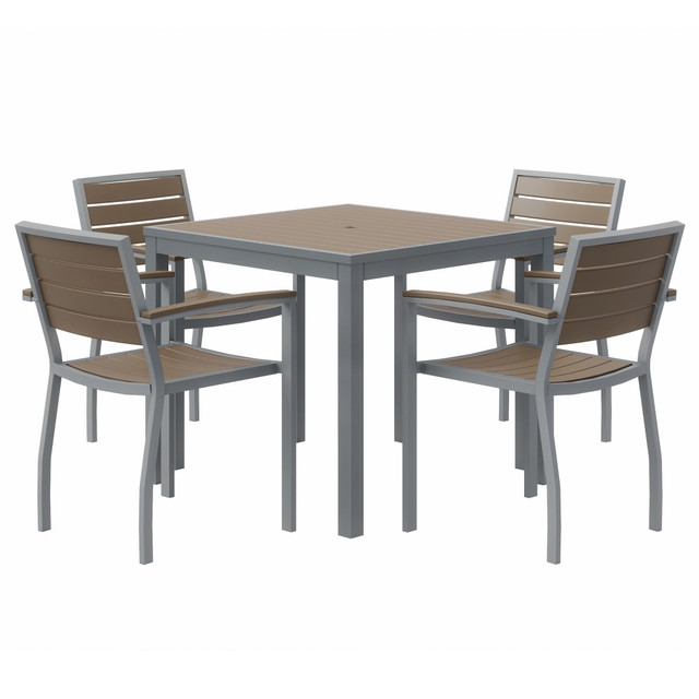 KENTUCKIANA FOAM INC 840031925169 KFI Studios Eveleen 5-Piece Outdoor Patio Set, Silver/Mocha