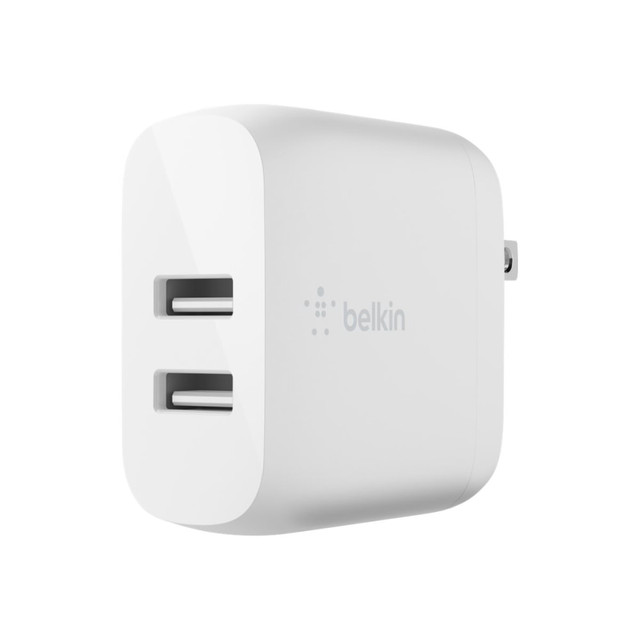 BELKIN, INC. WCB002DQWH Belkin 24-Watt Dual Port USB Wall Charger, White BELKIN, INC. WCB002DQWH Belkin 24-Watt Dual Port USB Wall Charger, White