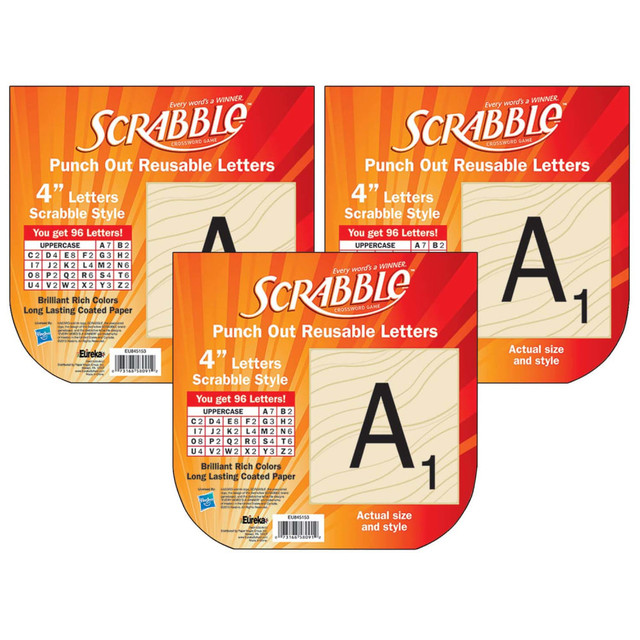 EDUCATORS RESOURCE EU-845153-3 Eureka Reusable Paper Punch-Out Deco Letters, 4in, Scrabble, Set Of 3 Packs EDUCATORS RESOURCE EU-845153-3 Eureka Reusable Paper Punch-Out Deco Letters, 4in, Scrabble, Set Of 3 Packs