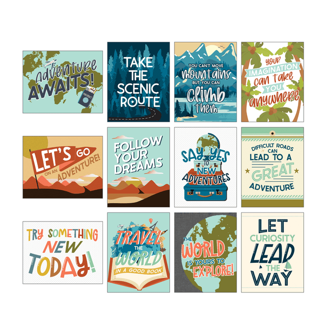 CARSON-DELLOSA PUBLISHING LLC 106065 Carson Dellosa Education Mini Poster Set, Explore, Set Of 12 Posters