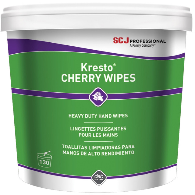 DEB USA, INC. SJNKCW130W SC Johnson XL Hand Wipes, Cherry Scent, 10in x 12in, White/Red, Container Of 130 Wipes DEB USA, INC. SJNKCW130W SC Johnson XL Hand Wipes, Cherry Scent, 10in x 12in, White/Red, Container Of 130 Wipes