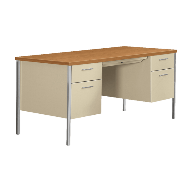 HNI CORPORATION 34962CL HON 34000 Series Steel Double-Pedestal 46inW Writing Desk, Harvest/Putty