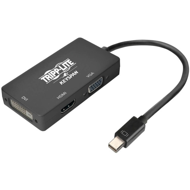 High-resolution support. Supports a maximum external resolution of 3840 x 2160 at a refresh rate of 60 Hz, ensuring image quality for all applications.  Compliance with standards. Compliant with DisplayPort 1.2, HDCP 2.2, and RoHS standards, ensuring performance and safety in all installations.  Reliable video output. This converter provides DVI, HDMI, and VGA outputs, allowing for flexible connectivity options with various displays and projectors.  Advanced technology compatibility. Supports Deep Color technology and is Thunderbolt port compatible, enhancing the versatility and functionality of the device.  User-friendly installation. Features a Plug-and-Play design that facilitates quick and straightforward setup without the need for additional software or drivers.