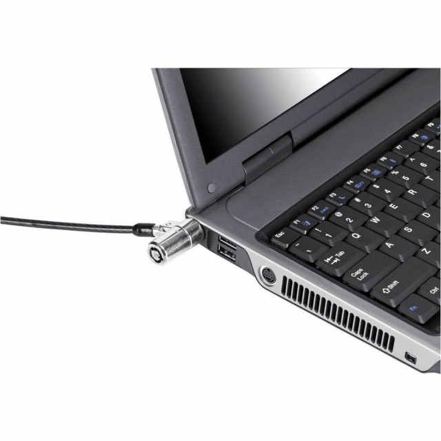 Secure your compatible device with this Targus DEFCON T-Lock Keyed Cable Lock. The 6ft cable lock offers a comfortable reach to your device, and connects to its Kensington T-bar lock slot for simple setup.  Compatible with Kensington T-bar lock slots.  Features a pass-through loop on 1 end and a lock on the other end.  Comes with keys.  6ft galvanized steel cable offers a comfortable reach and rugged durability.  Eco-conscious choice - has one or more meaningful eco-attributes or eco-labels.