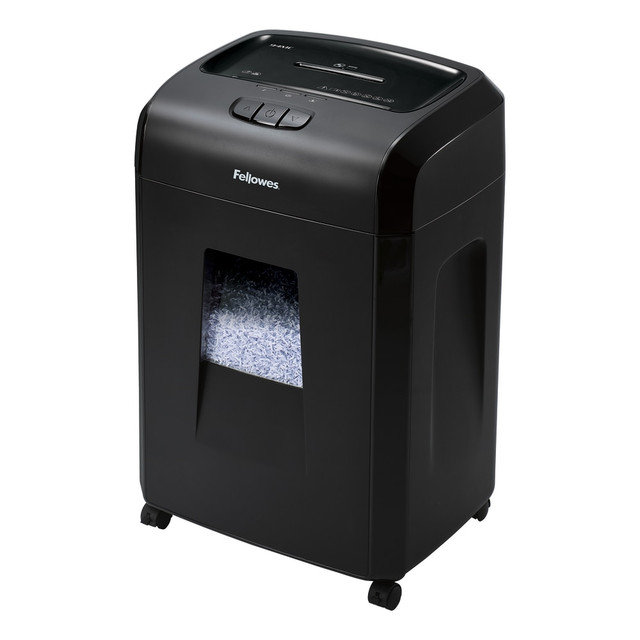 Use this shredder to dispose of highly confidential documents securely. The shredder uses a micro-cut operation to produce 5/32in x 8/16in particles to meet P-4 security standards. An 8-gallon pull-out wastebasket helps keep your office clean.  Shreds 20 sheets of paper per pass into 5/32inx 8/16in micro-cut particles (Security Level P-4) for superior security on highly confidential documents to help keep your information safe.  Provides powerful deskside shredding and, in addition to paper, can also shreds staples, credit cards, paper clips, CDs/DVDs and unopened junk mail.  Auto Reverse stops and reverses paper jams reducing time-consuming frustrations.  Quiet Operation for home and small offices.  8-gallon pull-out waste bin keeps shreds contained and workspaces clean.  8-5/8in paper entry easily accepts letter- or legal-size documents.  Shreds continuously for up to 20 minutes before a cool down period is needed allowing you to complete shredding jobs in one sitting.  Interlock switch for safe operation.  Casters make it easy to move the shredder around the room.  Backed by the manufacturers 1-year limited warranty on the machine and cutter.