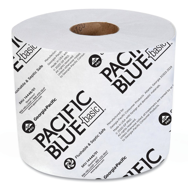 GEORGIA-PACIFIC CORPORATION 14448/01 Georgia-Pacific Pacific Blue High-Capacity Bathroom Tissue, 1-Ply, White, 1,500 Sheets Per Roll, Carton Of 48 Rolls