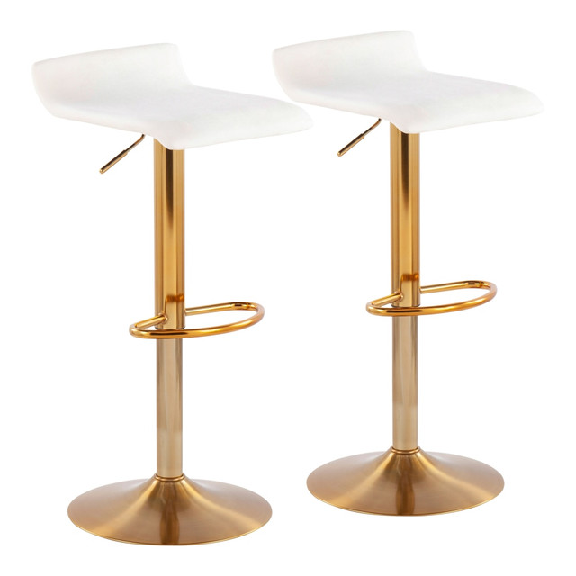 LUMISOURCE, LLC BS-ALE AUVCR2 LumiSource Ale XL Bar Stools, Cream/Gold, Set Of 2 Stools