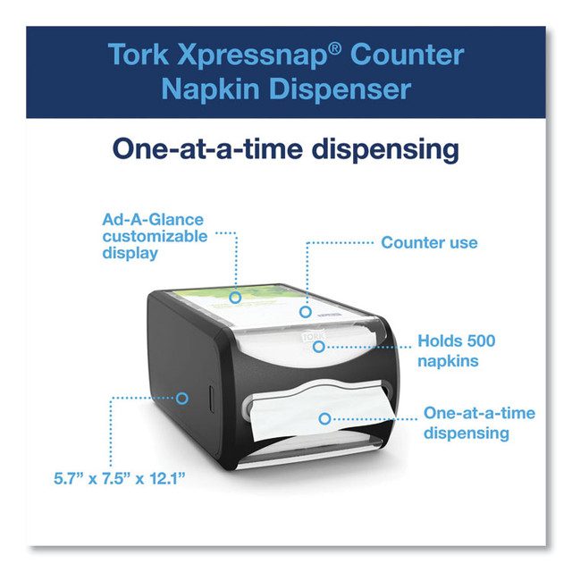 SCA TISSUE Tork® 6432000 Xpressnap Counter Napkin Dispenser, 7.5 x 12.1 x 5.7, Black