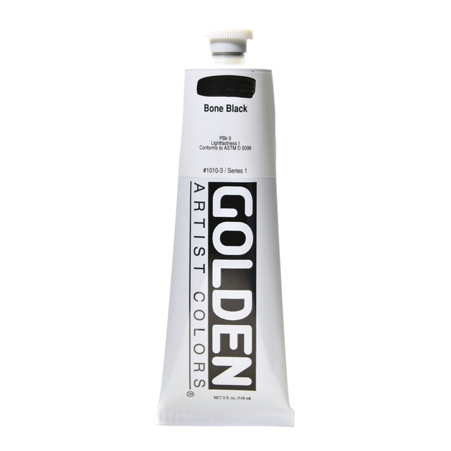 GOLDEN ARTIST COLORS, INC. 1010-3 Golden Heavy Body Acrylic Paint, 5 Oz, Bone Black