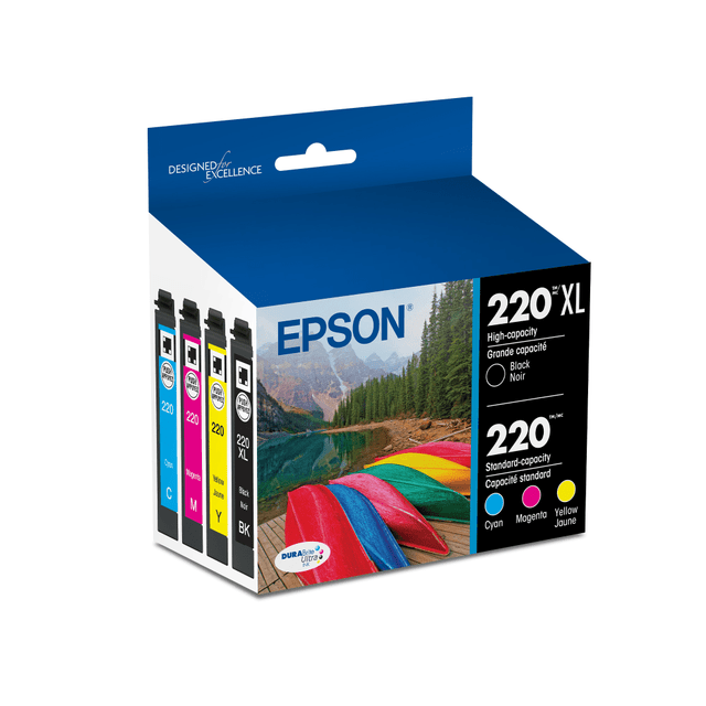 Compatible Epson models: Expression : Home XP-320, Home XP-420, Home XP-424.   WorkForce:  WF-2630,  WF-2650,  WF-2660,  WF-2750,  WF-2760.  .  Make an impression with Epson DuraBrite high-yield ink cartridges. Each Epson ink cartridge delivers the quality and vibrancy needed to help your reports, presentations and brochures stand out.  Better quality than the lab.  Worry-free handling - smudge, fade and water resistant prints.  Convenient individual ink cartridges  Epson DuraBrite high-yield ink cartridges pack of 4 includes black, cyan, magenta and yellow ink cartridges.  Helps Avoid Waste - Designed for extended use, helping reduce or eliminate material use and potentially save money.  Recycling solution - designed to encourage recycling, helping you divert materials from landfill.
