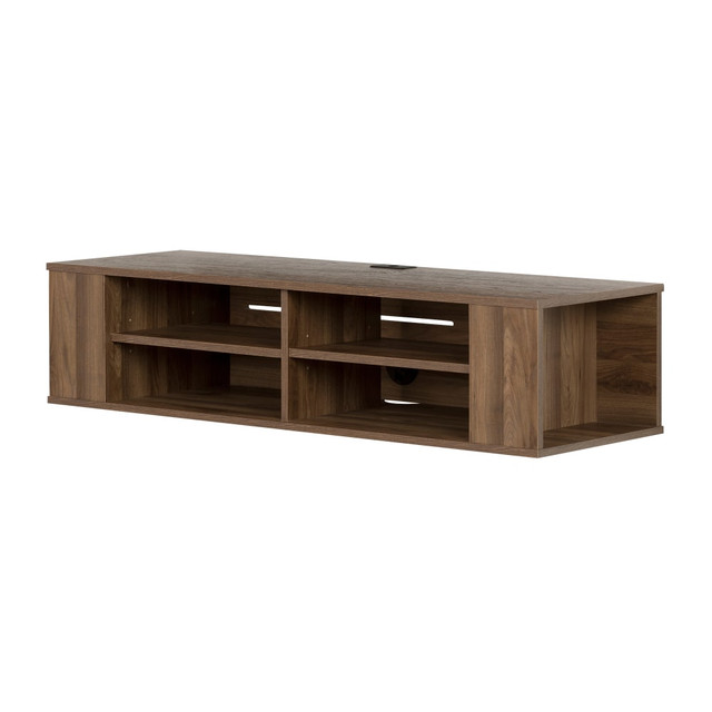 SOUTH SHORE IND LTD 11962 South Shore City Life Wall-Mounted Media Console, 11-1/2inH x 49-1/2inW x 16-1/4inD, Natural Walnut