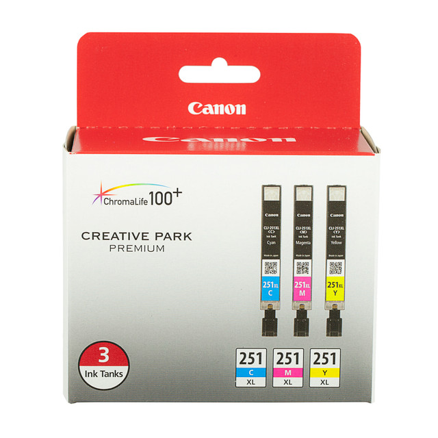 CANON USA, INC. 6449B009 Canon 251XL Cyan; Magenta; Yellow High-Yield Ink Cartridges, Pack Of 3