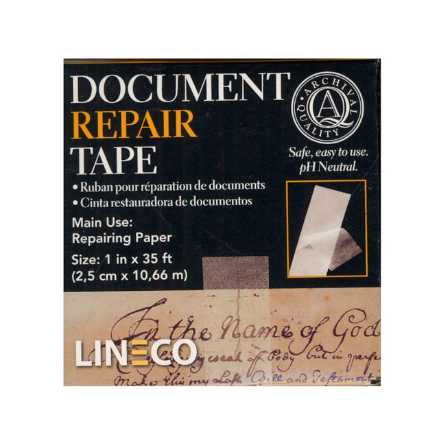 WINSOR & NEWTON Lineco 901-0198-2  Document Repair Tape, 1in x 420in, Pack Of 2