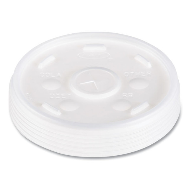 DART 16SL Plastic Lids, Fits 12 oz to 24 oz Hot/Cold Foam Cups, Straw-Slot Lid, White, 100/Pack, 10 Packs/Carton