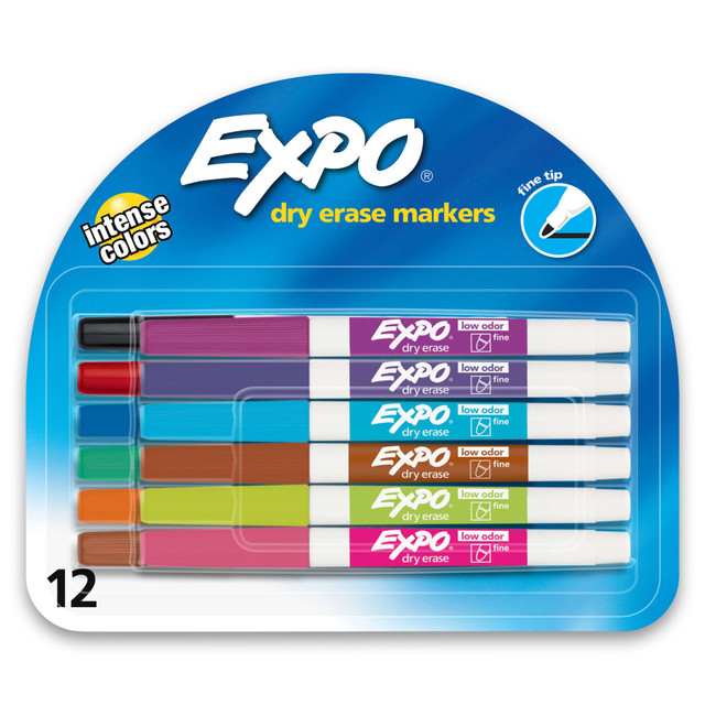 NEWELL BRANDS INC. Expo 86603  Low-Odor Dry-Erase Markers, Fine Point, Assorted Colors, Pack Of 12