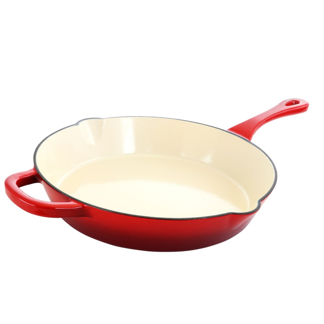 GIBSON OVERSEAS INC. 995112529M Crock-Pot Artisan Enameled Cast Iron Skillet, 12in, Scarlet Red GIBSON OVERSEAS INC. 995112529M Crock-Pot Artisan Enameled Cast Iron Skillet, 12in, Scarlet Red