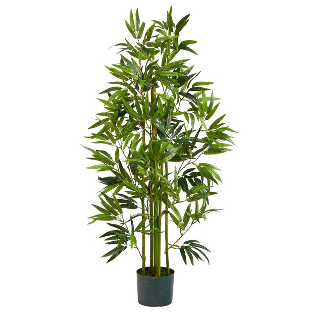 NEARLY NATURAL INC. T1539 Nearly Natural Bamboo Tree 4'H Artificial Tree With Planter, 48inH x 28inW x 28inD, Green/Black NEARLY NATURAL INC. T1539 Nearly Natural Bamboo Tree 4'H Artificial Tree With Planter, 48inH x 28inW x 28inD, Green/Black