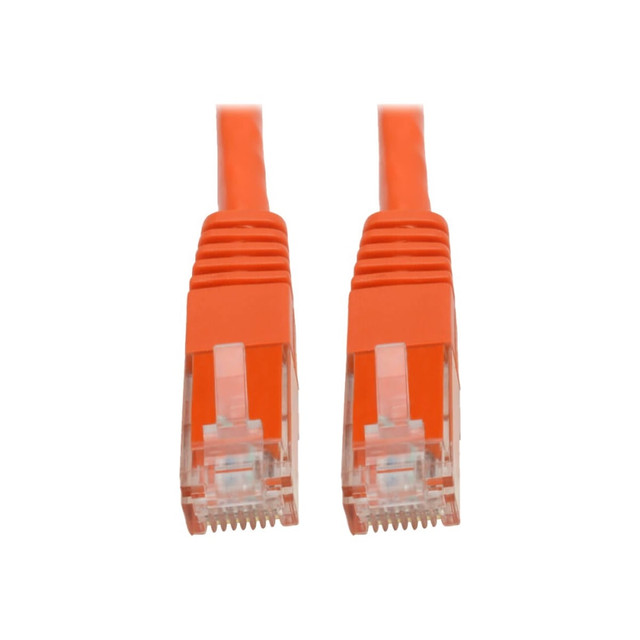 TRIPP LITE N200-050-OR  Cat6 Cat5e Gigabit Molded Patch Cable RJ45 M/M 550MHz Orange 50ft 50ft - 128 MB/s - Patch Cable - 50 ft - 1 x RJ-45 Male Network - 1 x RJ-45 Male Network - Gold Plated Contact - Orange