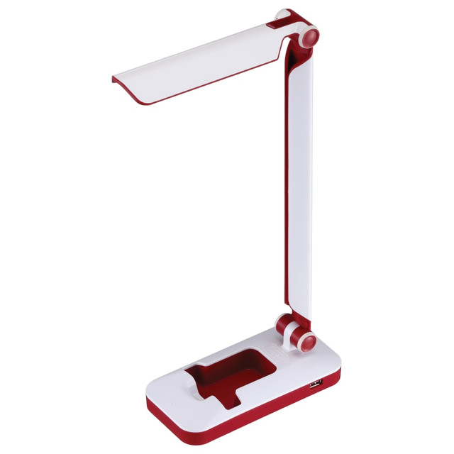 BLACK & DECKER/INDUS. CONST. LED3FOLD-WHTRED BLACK+DECKER PureOptics Verve Folding LED Desk Lamp, Adjustable, 16inH, Red/White