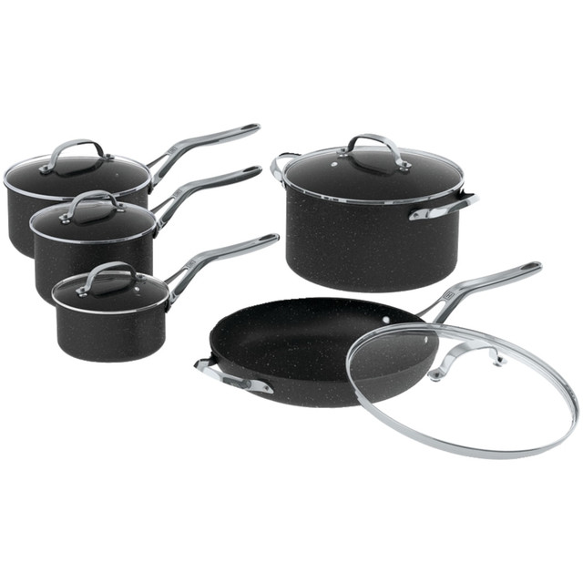 STARFRIT USA INC 060319-001-0000 THE ROCK By Starfrit 10-Piece Aluminum Nonstick Cookware Set, Black