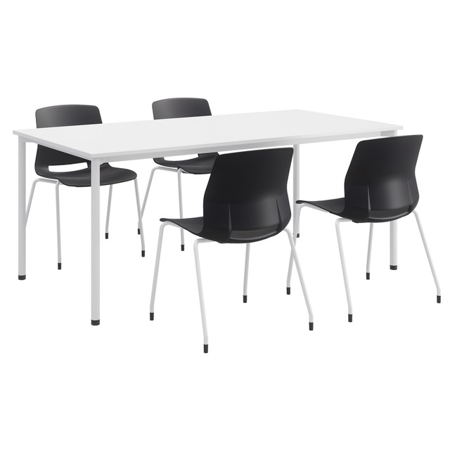 KENTUCKIANA FOAM INC KFI Studios 840031924032  Dailey Table Set With 4 Sled Chairs, White Table/Black Chairs