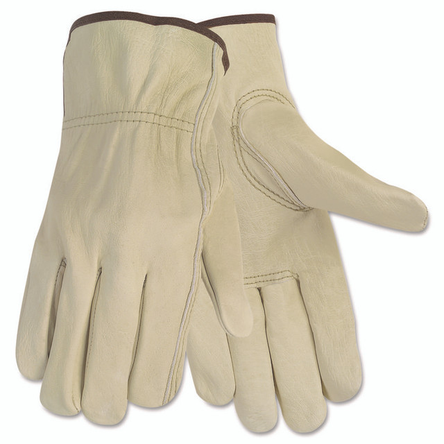 MCR SAFETY 3215M Economy Leather Drivers Gloves, Gunn Cut, Keystone Thumb, Medium, Beige, Pair