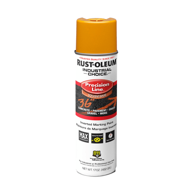 RUST-OLEUM CORPORATION 203024V Rust-Oleum Industrial Choice M1600 System Solvent-Based Precision Line Inverted Marking Paint, 17 Oz, Caution Yellow, Case Of 12 Cans