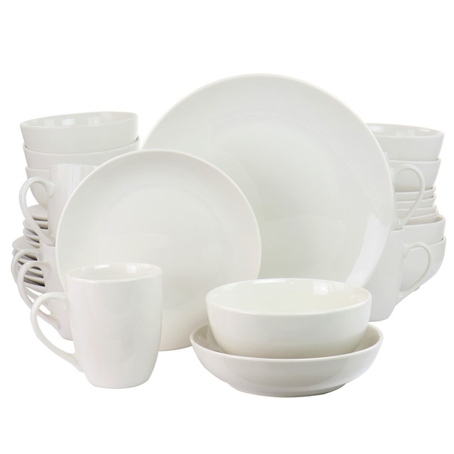 MEGAGOODS, INC. 995115428M Elama Iris 32-Piece Porcelain Dinnerware Set, White